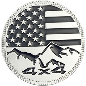Zhizhong American Flag Mountain 4x4 Emblem, 3D Round Metal Badge Fit for Jeep Wrangler (Matte Black)