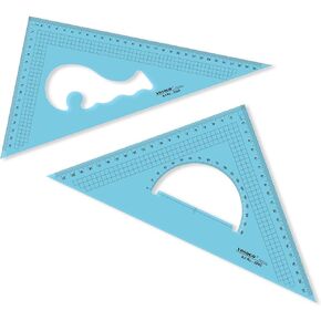 Yosogo Pack of 2 Large Transparent Metric Triangle Ruler Set Square: 30 CM (12 Inch) - 30/60 Degree & 22 CM (9 inch) 45/90 Degree | Essential for School and Work use (CM Scale)