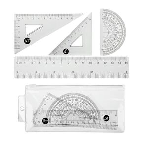 A Suit of Clear Plastic Ruler Kit,Clear Ruler 6 Inch,-Fast to Read and Easy to Carry,Drawing Ruler,Geometry Sets Include Protractor,30 60 90 Triangle Ruler,Mini Ruler Teaching Materials