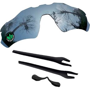 عدسات بديلة من البولي كربونات Raydi وأطقم مطاطية لنظارات Oakley Radar EV Path OO9208 الشمسية - مرآة تيتانيوم فضية - مستقطبة in Kuwait