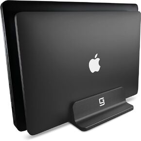 Vertical Laptop Stand, Double Desktop Stand Holder with Adjustable Dock Compatible with All Laptops (Up to 20.3 inch) Updated Dual 2 Slots (Black)