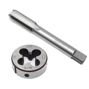 9/16"-18 UNF Tap and Die Set, 9/16 X 18 UNF Machine Thread Tap and Right-Hand Circular Mold