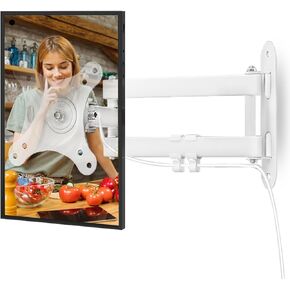 Wall Mount for Echo Show 15, Full Motion Monitor Wall Mount for 10"-30" TV Screens, Show 15 Wall Mounting Bracket Swivel Rotation Extension Tilt, Max VESA 100x100mm Hold up to 33lbs, White