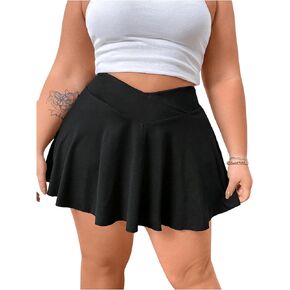 MakeMeChic Women's Plus Size Tennis Skirt Pleated Athletic Golf Mini Flared Skirt