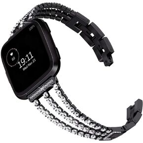 Metal bands Compatible with Fitbit Versa 3＆Versa 2＆Versa Bands Women,Adjustable Diamond Metal Elegant style Strap Replacement Compatible with Fitbit Versa 3＆Sense Women
