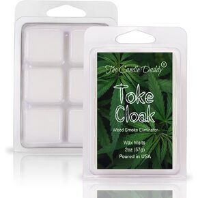 The Candle Daddy Toke Cloak - Weed Smoke Eliminator Wax Melt - 1 Pack - 2 Ounces - 6 Cubes - Infused with Smoke Eliminating Enzymes