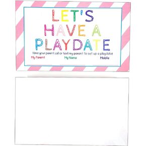 ITZAMNA Let's Have a Play Date Card Set 3.5 x 2inches Pack of 100 card Business Card Size