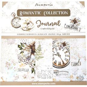 STAMPERIA INTERNATIONAL, KFT Stamperia-Mini Scrapbooking Pad-Romantic Journal, Multicoloured, 8 x 8 inches, SBBS34