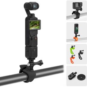 Pocket 3 Car Bike Mount Strap Flexible Wrap Band Motorcycle Handlebar Fence Holder Accessories for Insta360 X4 X3 Ace Pro Go 3, for GoPro Max Mini Hero, Osmo Pocket 3 2 Action Camera