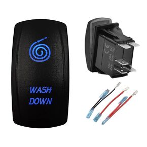 Blue Led Wash Down Rocker Switch with Jumper Wires 5Pin ON Off SPST Toggle Switch for The ARB/Carling/NARVA 4x4 Caravan UTV RZR Can-Am Commander 12V/20A 24V/10A