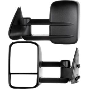 SCITOO Tow Mirrors Compatible with for 1999-2007 For Chevy Silverado For GMC Sierra 1500 2500 3500 Pickup Truck Mirrors Manual Adjusted No Heated No Signal Manual Telescope Black Towing Mirrors LH RH