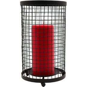 Hosley Black Pillar Candle Holder/Sleeve 9.75" High, Metal Rustic Farmhouse Decor. Ideal Gift for Spa Aromatherapy Weddings Home Office Candle Garden O9