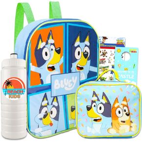 Disney Bluey Backpack and Lunch Box Set - Bluey Backpack Toddler Bundle Includes 11" Bluey Backpack and Lunch Bag Plus Water Bottle, Stickers, More | Mini Bluey Backpack for Toddlers 1-3