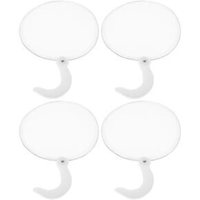 BESTOYARD 4 Pack Folding Handheld Fans White Wedding Round Shaped Accordion Fans Assortment with Plastic Handle for Birthday Party Favors Supplies