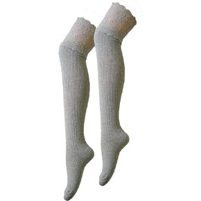 Women Soft Knee High Socks Solid color Lace Striped Over the Knee Socks Cotton Stocking for Women