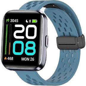 ID208 Plus Smart Watch Band, Lamshaw Breathable Soft Silicone Sport Band with Magnetic Butterfly Clousure Replacemet Straps Compatible for Quican ID208 Plus 1.8 Inches, aeac ID208 Plus, WMK ID208 Plus 1.8 Inches Smart Watch, Fitpolo ID208 Plus 1.8'' Smart