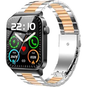 Compatible for Donerton T50S T50H Smart Watch Band, Lamshaw Quick Release Stainless Steel Metal Replacement Straps Compatible for Donerton T50S T50H 1.85" Smartwatch/Uaue T50S 1.85" Smart Watch/VKAROOD KC88 1.43" Smart Watch