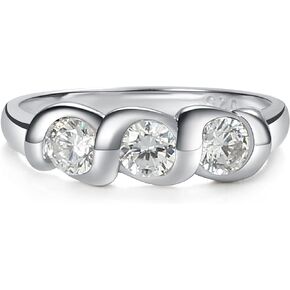 Precious Pieces Sterling Silver CZ Simulated Birthstone Ring with Twisted Band