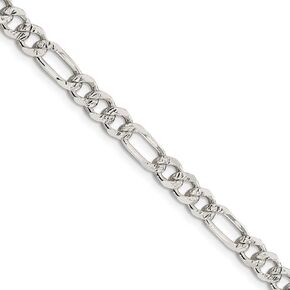 The Black Bow 5.5mm, Sterling Silver, Pave Flat Figaro Chain Necklace