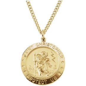 Jewels By Lux 14K Yellow Gold Filled 25 mm Polished St. Christopher Medal With 24 Inch Chain