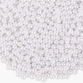 3000 Pcs 4mm White Round Beads for Jewelry Making, ABS Material, Faux Pearl Beads with Hole for DIY Bracelet Necklace