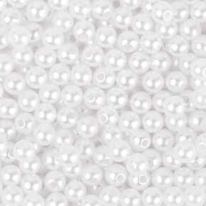 3000 Pcs 4mm White Round Beads for Jewelry Making, ABS Material, Faux Pearl Beads with Hole for DIY Bracelet Necklace