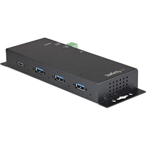 StarTech.com 4 Port USB C Hub 10Gbps - Metal Industrial USB Type-C Hub w/ 3xUSB-A & 1xUSB-C - ESD & Surge Protection - USB-C or USB-A Host - Self-Powered Mountable USB 3.2/3.1 Gen 2 Hub (HB31C3A1CME)