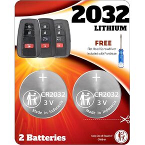 Key Fob Battery CR2032 for Toyota (2 Pack) C-HR 4 Runner RAV4 Prius Prime Highlander Corolla Camry Avalon Remote Key Battery Replacement (HYQ14FBE, HYQ14FBC) Check Fitment Guide