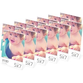 Set of 12 Snap - 5"x7" Clear Acrylic Self Standing Photo Frames - Perfect for Showcasing Memories in Style - Versatile and Durable Design for Home or Office Décor - Rectangular TableTop - Single Picture Frame
