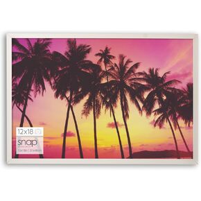 Gallery Solutions - 12"x18" White Wood Wall Poster Frame - Double White Mat - Wall Mount Display - Perfect Fit for Photos - Versatile Mounting Options - Rectangular Wall Mount in Kuwait