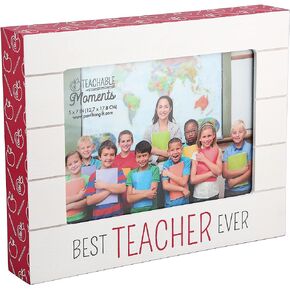 Pavilion - Best Teacher Ever - 9" x 7.25" Picture With 7" x 5" Horizontal Photo Slot Elementary Middle High School Gift From Student Kids