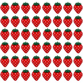 Strawberry Resin Flatback Beads Charms, 50Pcs Resin Fruit Strawberry Flatback Charms Cute Cabochons Buttons Beads for DIY Scrapbooking Embellishment Phone Case Decor Crafts Jewelry (50 Strawberry)