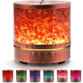 Essential Oil Diffusers, Aromatherapy Diffuser with 2 Timer Settings, Oil Diffuser Essential Oils for Large Room Home – Waterless Auto Shut-Off, 100% Pure Himalayan Salt, 400ml
