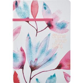 Heartfelt Inspirational Journal Notebook for Women Shine Your Light Pink Petals, Elastic Closure, 256 Lined Pages