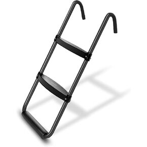 Simple Deluxe Trampoline Ladder with Wide Steps Skid-Proof 2-Steps Simple Deluxe 12FT 14FT Trampoline Stairs for Kids Universal Hook UV Treated Steel 220 lbs Capacity Trampoline Parts, Black
