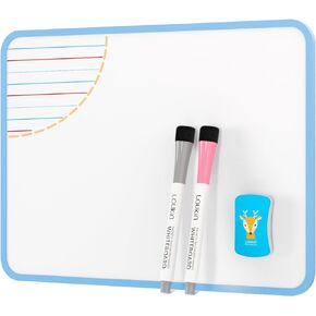 LOUKIN Small Dry Erase Lapboard, 9 x 12 Inch Double Sided (Ruled/Plain), Seamless Frame Design, Mini Magnetic Whiteboard Set, Great for Kids, Classroom and School (1 Eraser&2 Markers Included)