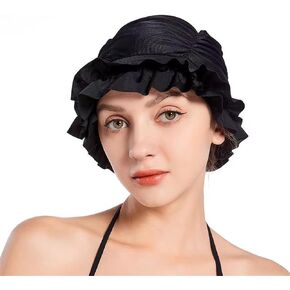Swim Cap Women Adult with Ruffled Edges -Nylon Cloth Swimming Cap Extra Swimming Cap Elastic Comfort Bathing Hats Keep Hairstyle Unchanged Swim Caps for Women