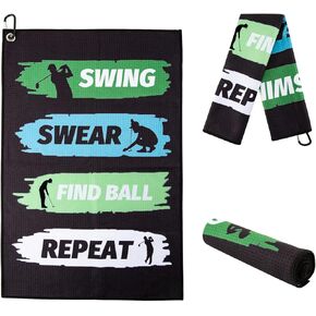 Funny Golf Towel Printed Golf Towels - Golf Bags with Clip,Microfiber Fabric Waffle Embroidered Towels Golf Accessories Golf Gifts for Men Women Golf Fan Golfer
