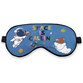 Space Themed Eye Mask for Boys Kids, Space is Calling Colorful Cute Astronaut Silk Blackout Eye Mask for Sleeping, Space Planet Kids Boys Sleep Mask Adjustable Straps Soft Lightweight in Kuwait