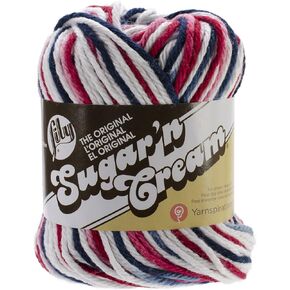 Spinrite Sugar'N Cream Yarn - Ombres Red, White & Blue