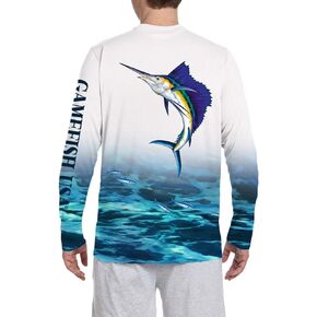 UPF 50+ Microfiber Moisture Wicking Long Sleeve Performance Sailfish Fishing Shirt
