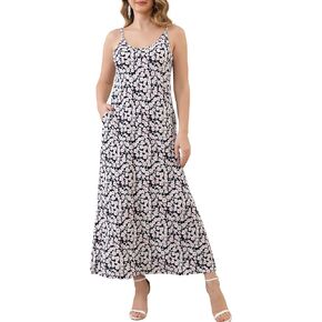 Aphratti Womens Long Nightgowns Summer Casual Sexy Sleeveless Sleepshirts Sleepwear Lounge Pajama Maxi Dresses