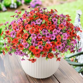 Artificial Faux Plants Flowers Outdoors Spring Summer Decoration, 12 Bundles Faux Silk Colorful Daisy Flowers Look Real UV Resistant No Fade for Garden Porch Window Box Pot Planters Decor(Mix)