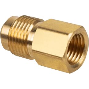 JUWO Brass Flare Fitting, 3/8" Male Flare x 1/4" NPT Female for Propane, Fuel, Oil, Gas Adapter (1-Pack)