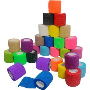 Self Adhesive Bandage Wrap 15Roll,Non-Woven Self Adherent Vet Wrap Tape,5CM x 4.5M Cohesive Bandage Tape for Wrist & Ankle,Elastic Grip Cover-15color