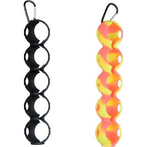 2 PCS Golf Ball Holder, Each Hold 5 Golf Balls Silicone Pouch Golf Ball Case Portable Golf Ball Carry Bag Easy Attachment to Golf Bag Golf Accessories Gift for Man Woman Black and Colorful