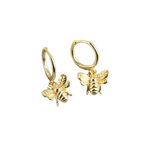 Bee Earrings, 18K Gold Plated 925 sterling silver Hoop Earrings, Tarnish Free, Trendy Dainty Minimalist Hoop Earrings