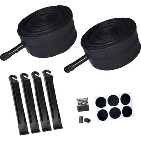 2 PACK 14 x 1.75/1.95/2.125 Bike Inner Tube with Bike Tube Repair Tool Kits, 4 Tire Levers, 6 Self-Adhesive Round Patches, 1 Metal Rasp, 2 Schrader Valve, Replacement Inner Tubes for Most Kids Bike