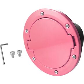 Car Gas Fuel Filler Door Cover Fuel Filler Cover Accessories for Jeep Wrangler 2007-2017 Aluminum Alloy ABS Pink