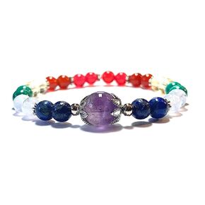 Handmade Amethyst Chakra Healing Bracelet 7 inches Crystal Gemstone